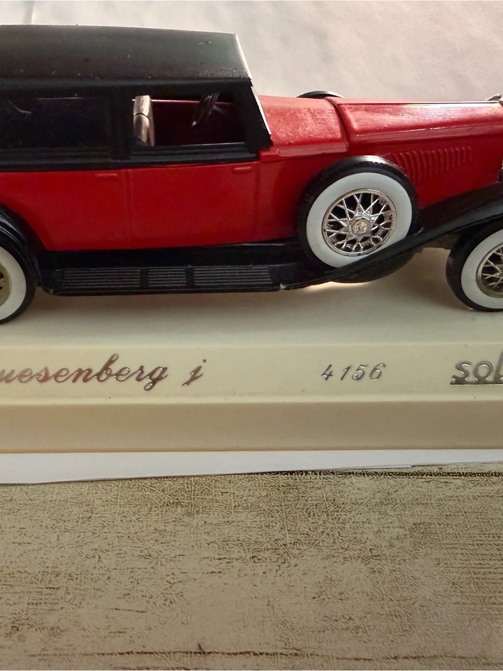 Solid Red and Black #4156Duesenberg Model J Car with Whitewall Tires